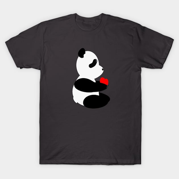 Panda With Heart T-Shirt by leslierogers346